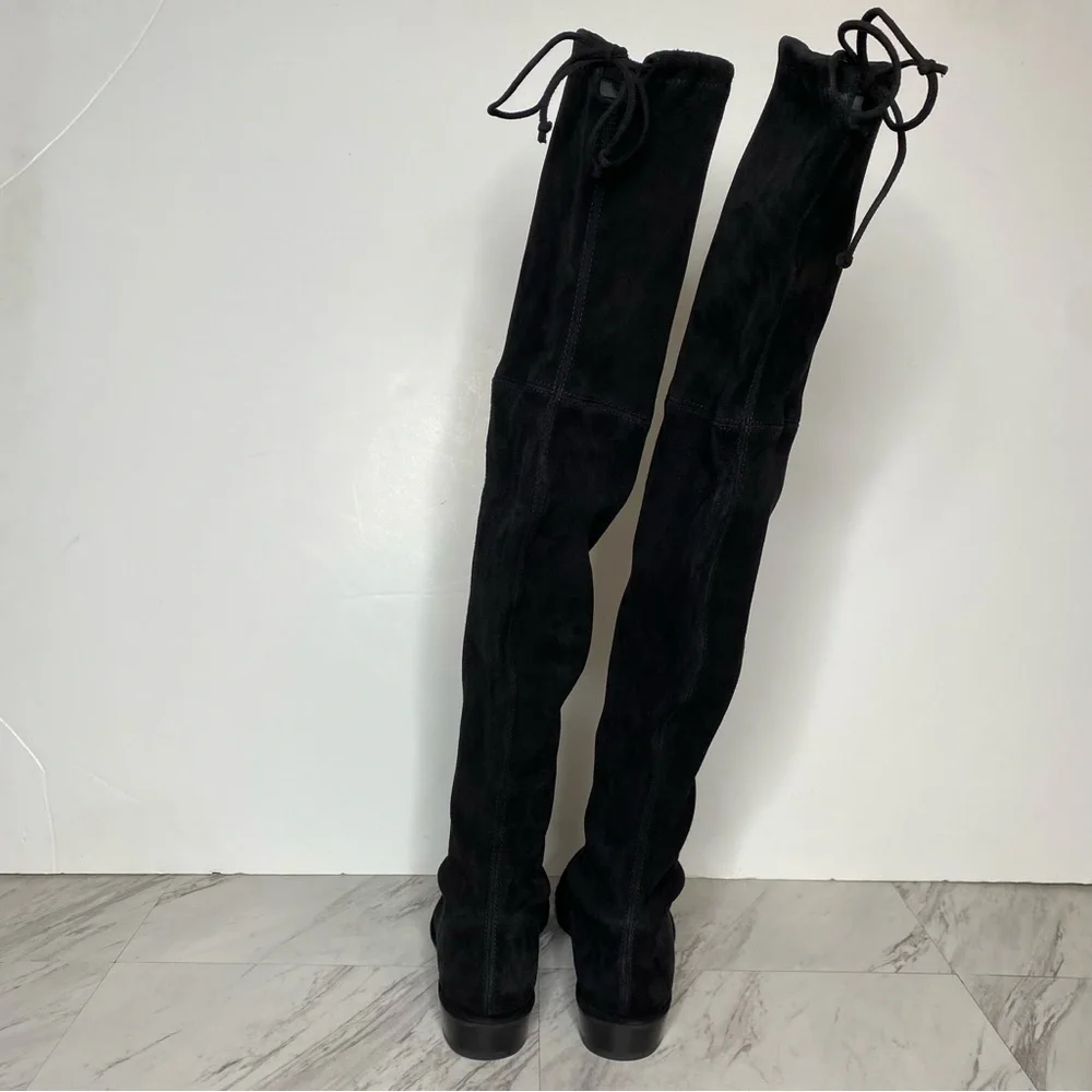 Stuart Weitzman Lowland Black Suede Over the Knee Boot 7M
